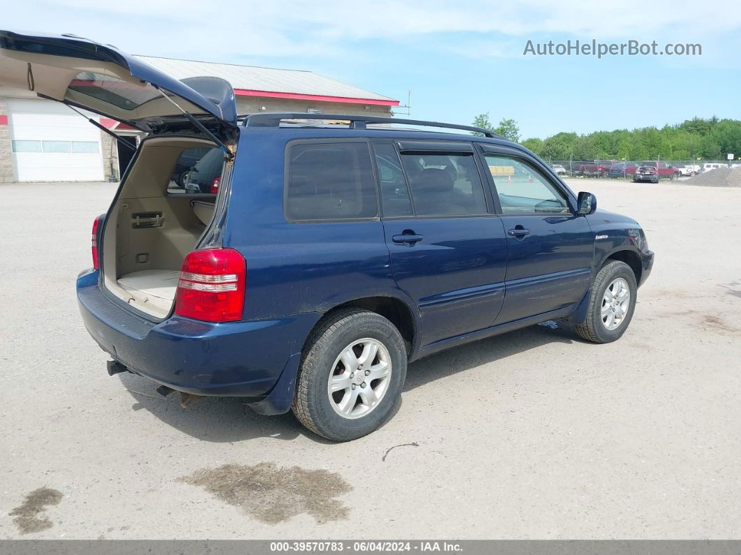 2002 Toyota Highlander Limited V6 Blue vin: JTEHF21A320060213