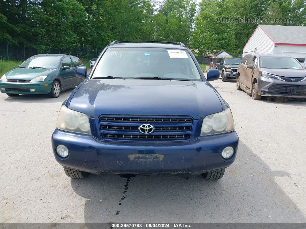 2002 Toyota Highlander Limited V6 Blue vin: JTEHF21A320060213