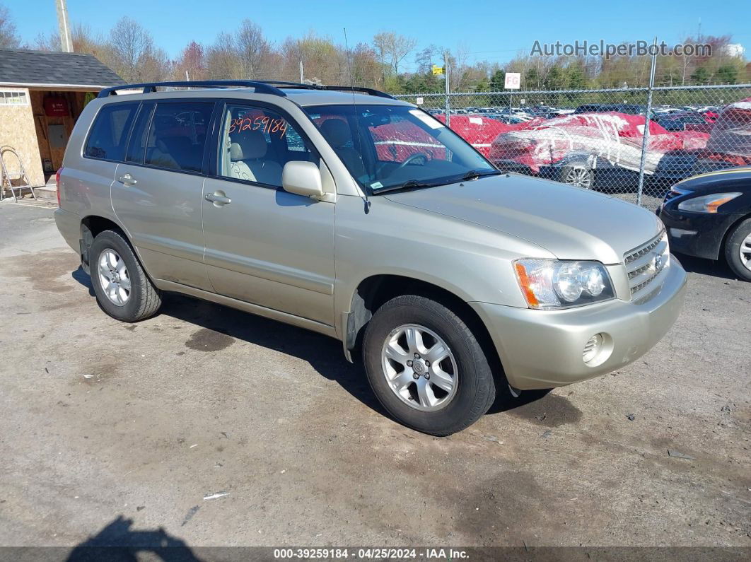 2002 Toyota Highlander V6 Золотой vin: JTEHF21A520072363