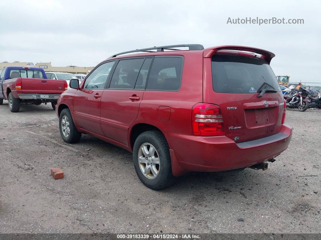 2002 Toyota Highlander Limited V6 Red vin: JTEHF21A920058711