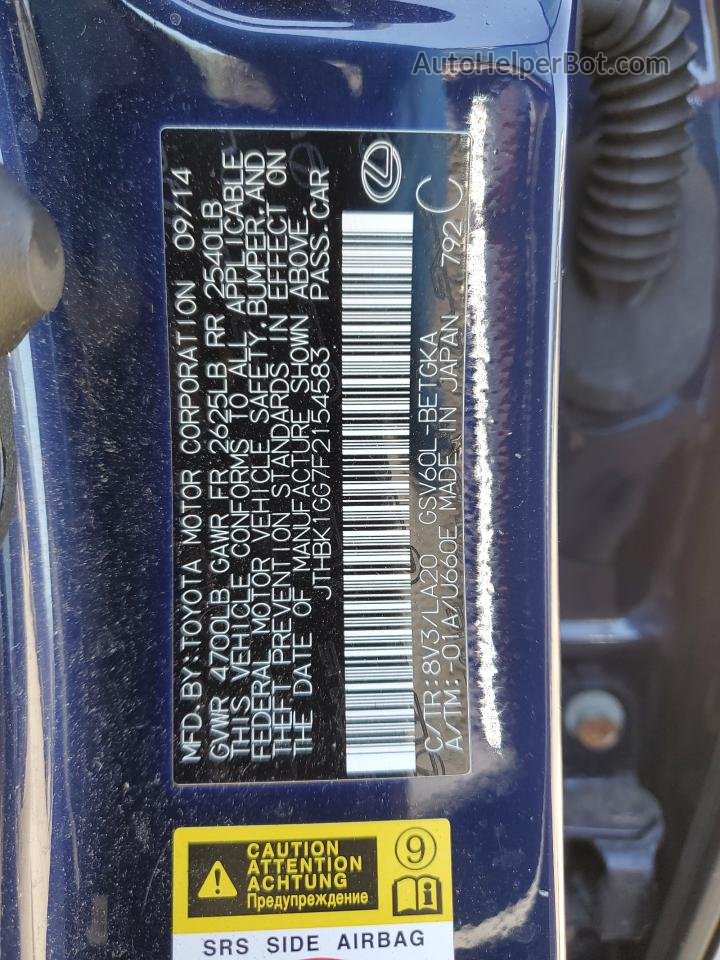 2015 Lexus Es 350 Синий vin: JTHBK1GG7F2154583