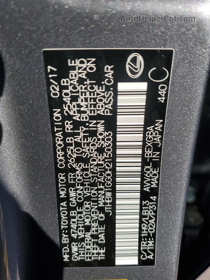 2017 Lexus Es 300h Gray vin: JTHBW1GG0H2150303