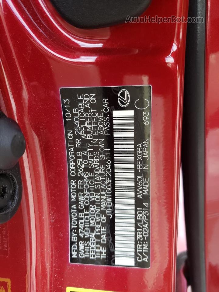 2014 Lexus Es 300h Red vin: JTHBW1GG3E2046111