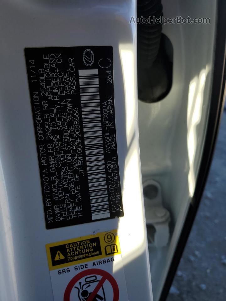2015 Lexus Es 300h White vin: JTHBW1GG3F2088666