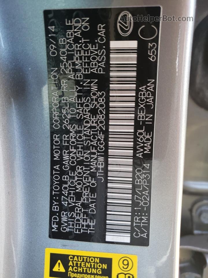 2015 Lexus Es 300h Silver vin: JTHBW1GG4F2082083