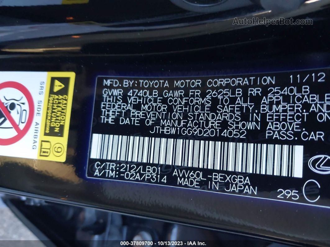 2013 Lexus Es 300h Hybrid Черный vin: JTHBW1GG9D2014052