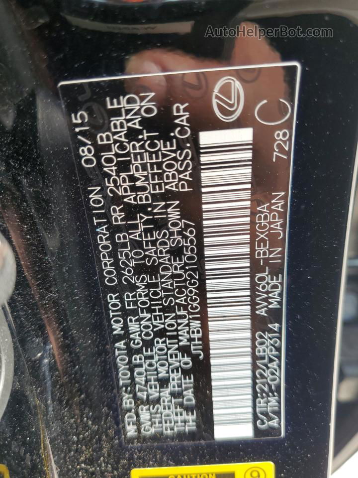 2016 Lexus Es 300h Black vin: JTHBW1GG9G2105567
