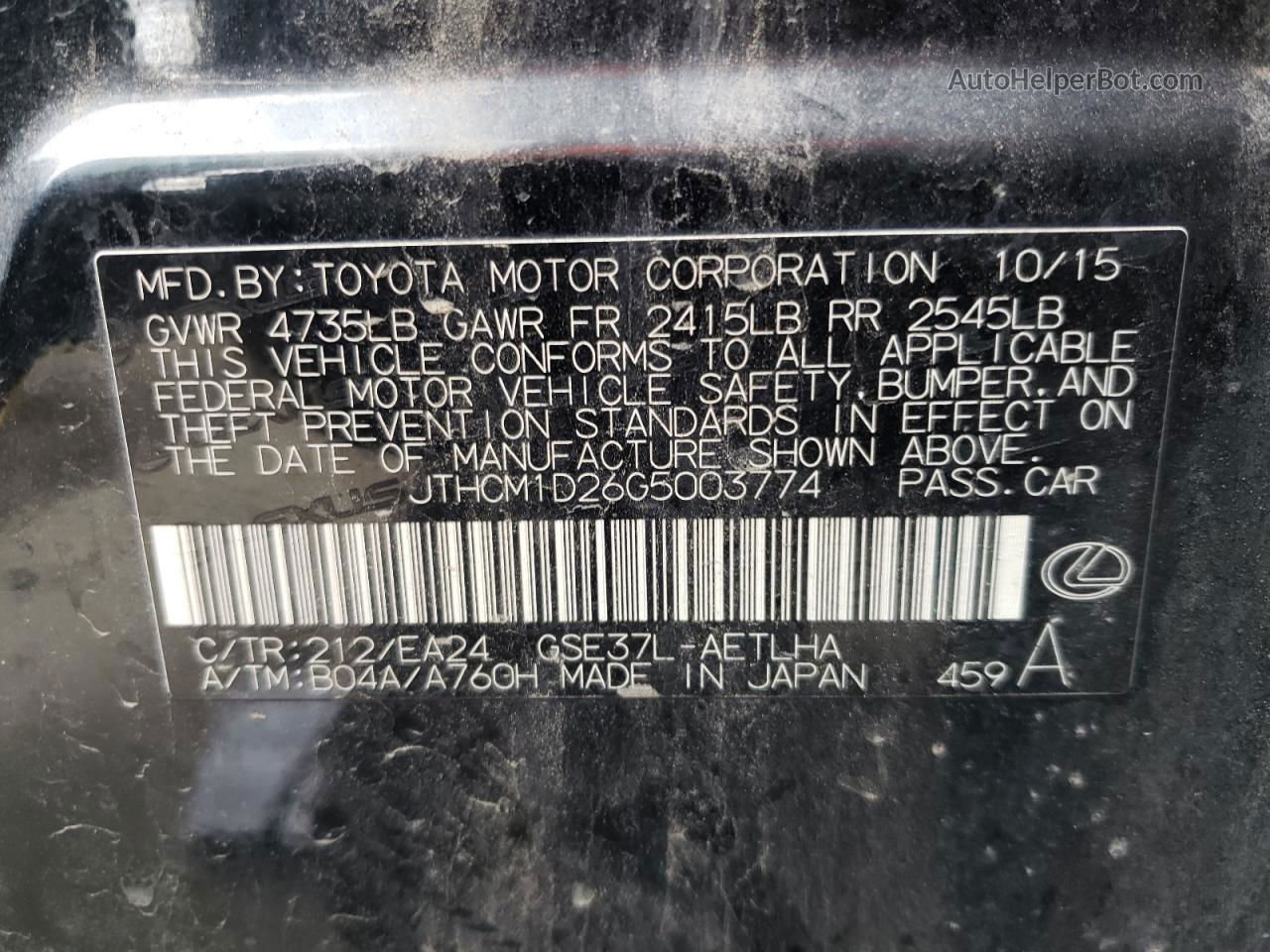 2016 Lexus Is 300 Black vin: JTHCM1D26G5003774