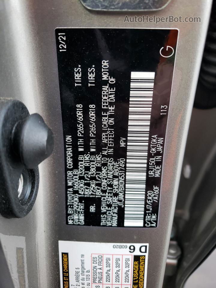 2022 Lexus Gx 460 Silver vin: JTJAM7BX0N5317490