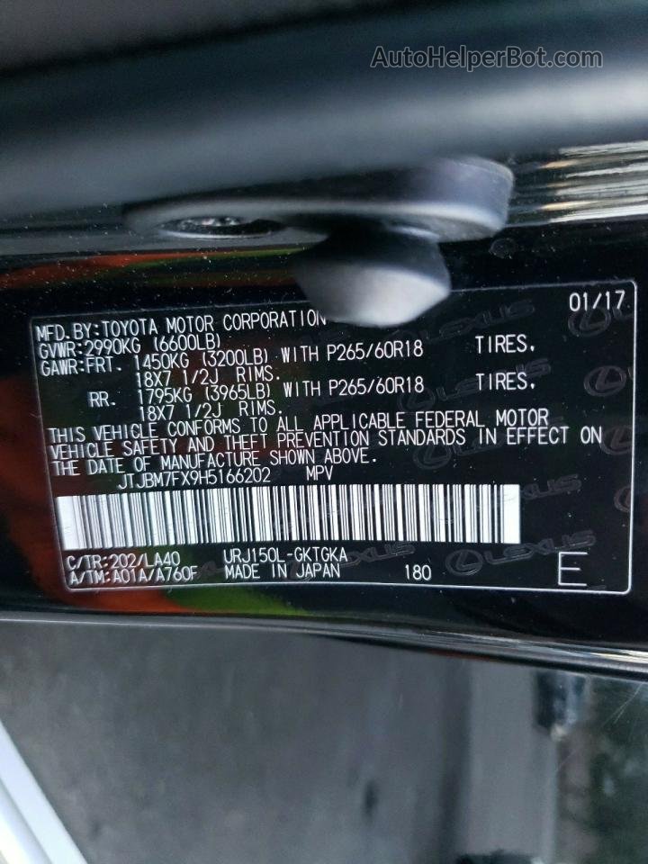 2017 Lexus Gx 460 Black vin: JTJBM7FX9H5166202
