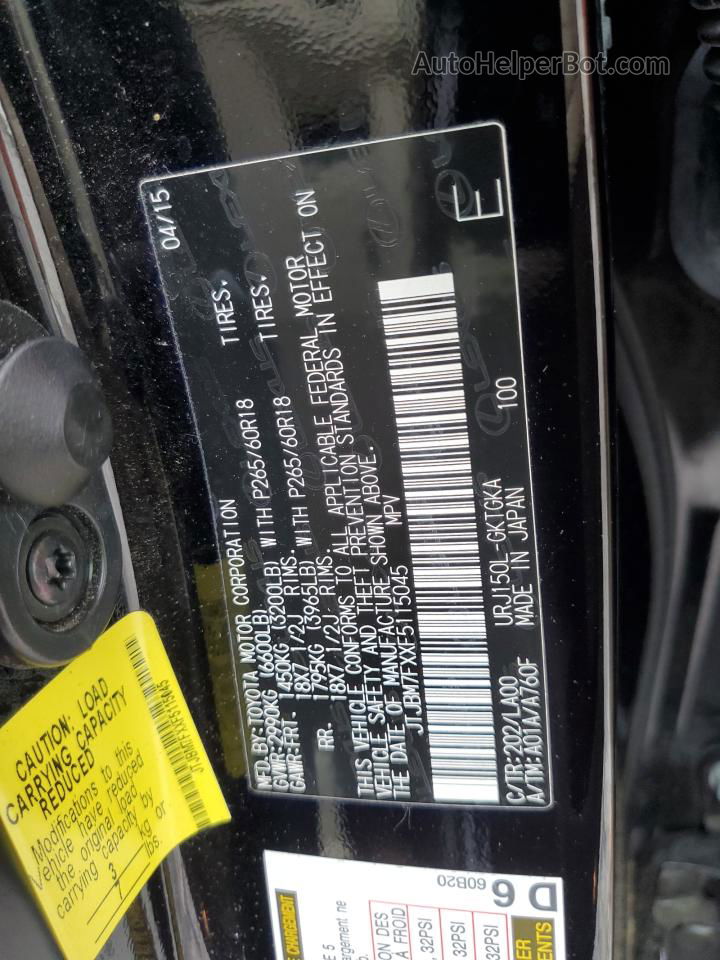 2015 Lexus Gx 460 Black vin: JTJBM7FXXF5115045