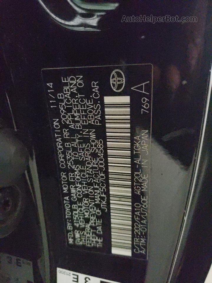 2015 Toyota Scion Tc  Black vin: JTKJF5C70FJ004585