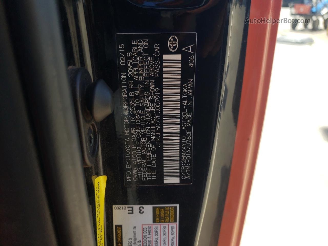 2015 Toyota Scion Tc  Two Tone vin: JTKJF5C77FJ007919