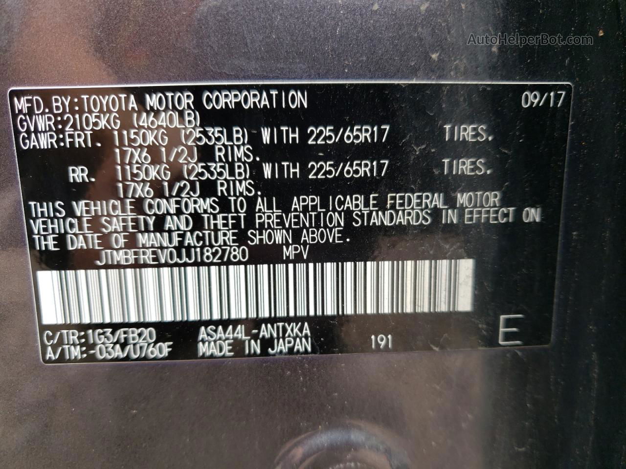 2018 Toyota Rav4 Le Gray vin: JTMBFREV0JJ182780
