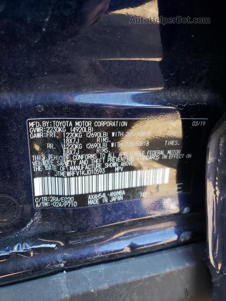 2019 Toyota Rav4 Xse Blue vin: JTMEWRFV1KJ010593