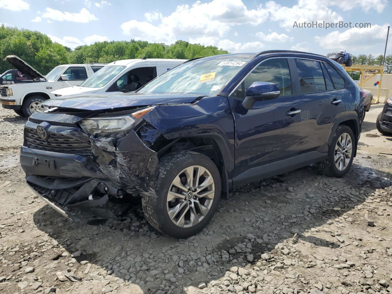 2019 Toyota Rav4 Limited Синий vin: JTMN1RFV6KD507345