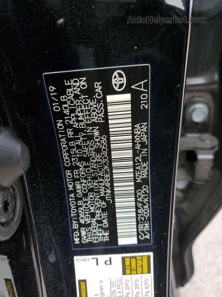 2019 Toyota Corolla Se Черный vin: JTNK4RBE2K3040586