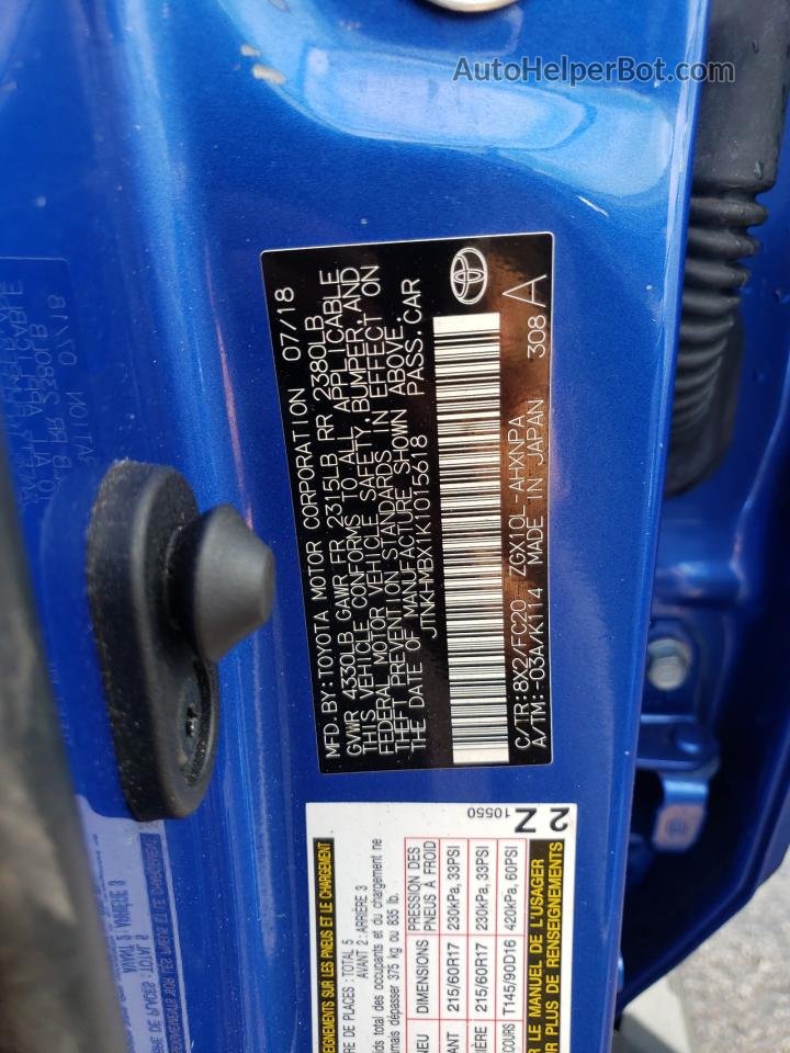 2019 Toyota C-hr Xle Blue vin: JTNKHMBX1K1015618
