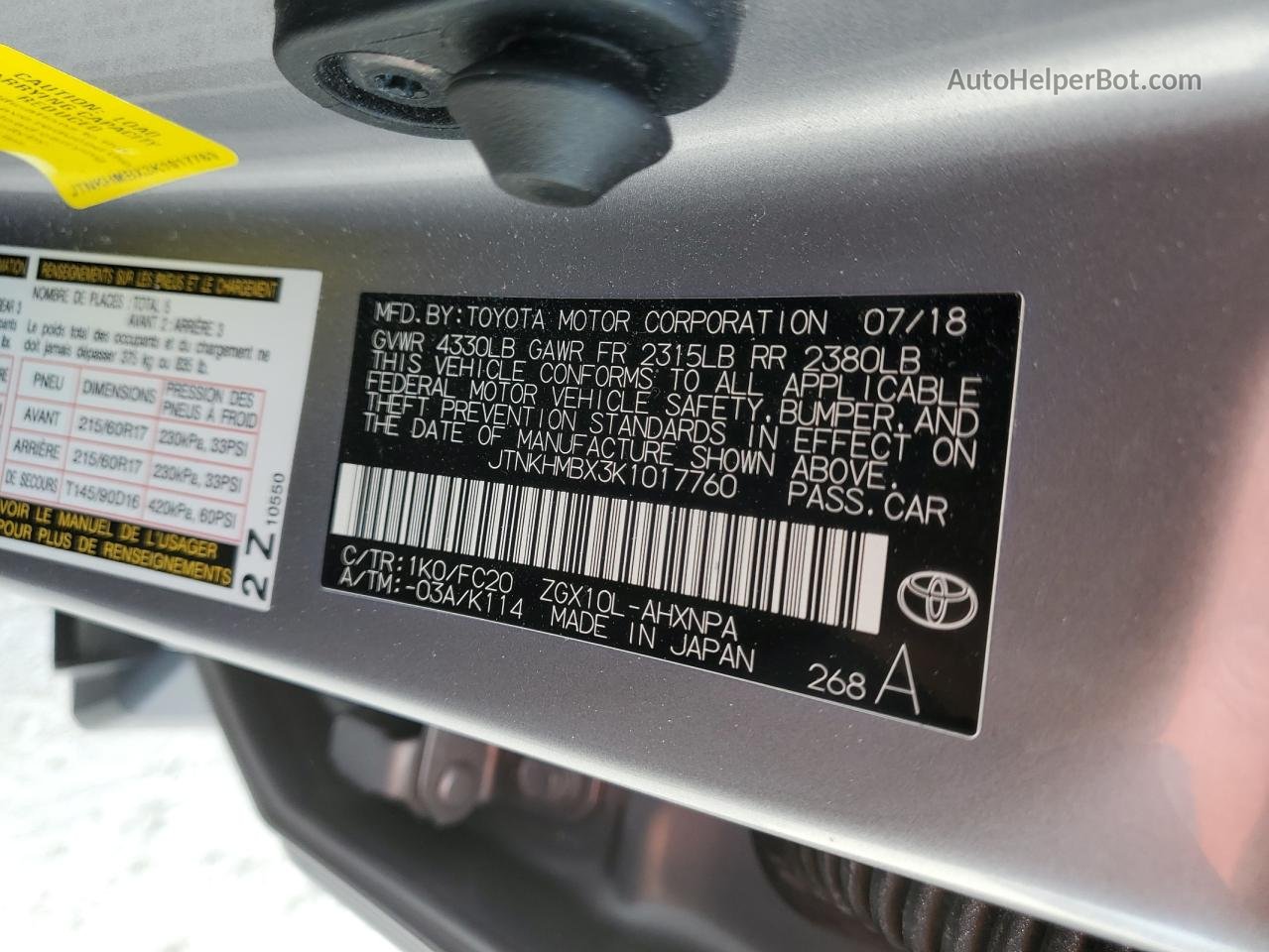 2019 Toyota C-hr Xle Silver vin: JTNKHMBX3K1017760