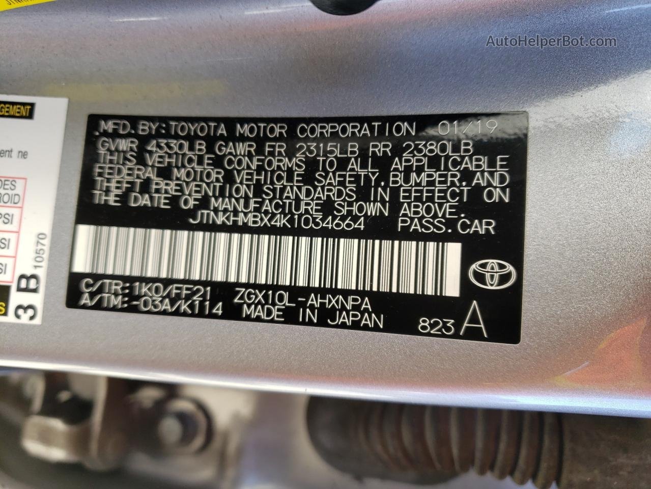 2019 Toyota C-hr Xle Серебряный vin: JTNKHMBX4K1034664