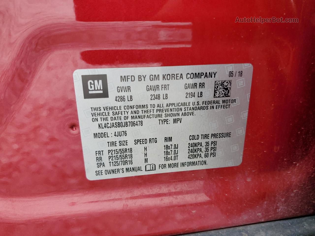 2018 Buick Encore Preferred Red vin: KL4CJASB0JB706478