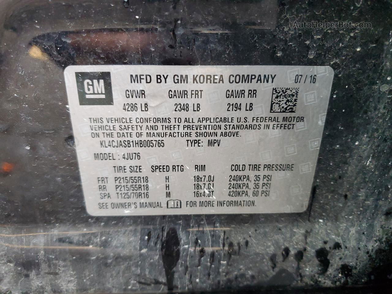 2017 Buick Encore Preferred Черный vin: KL4CJASB1HB005765