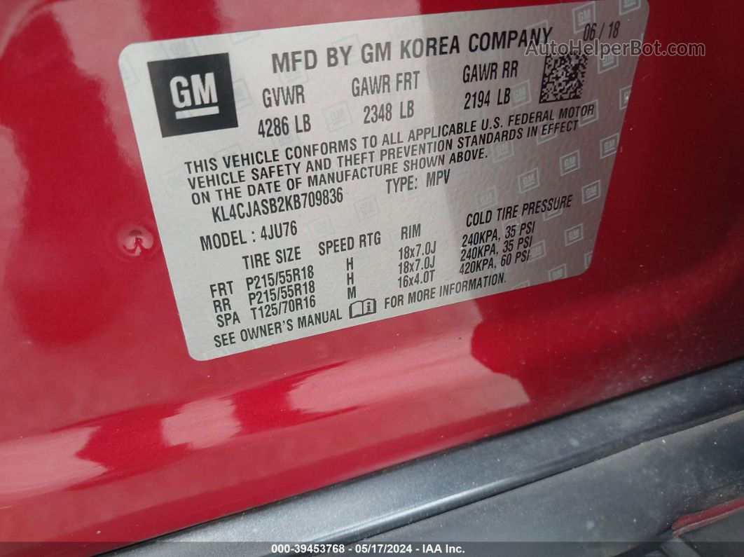 2019 Buick Encore Fwd Preferred Red vin: KL4CJASB2KB709836