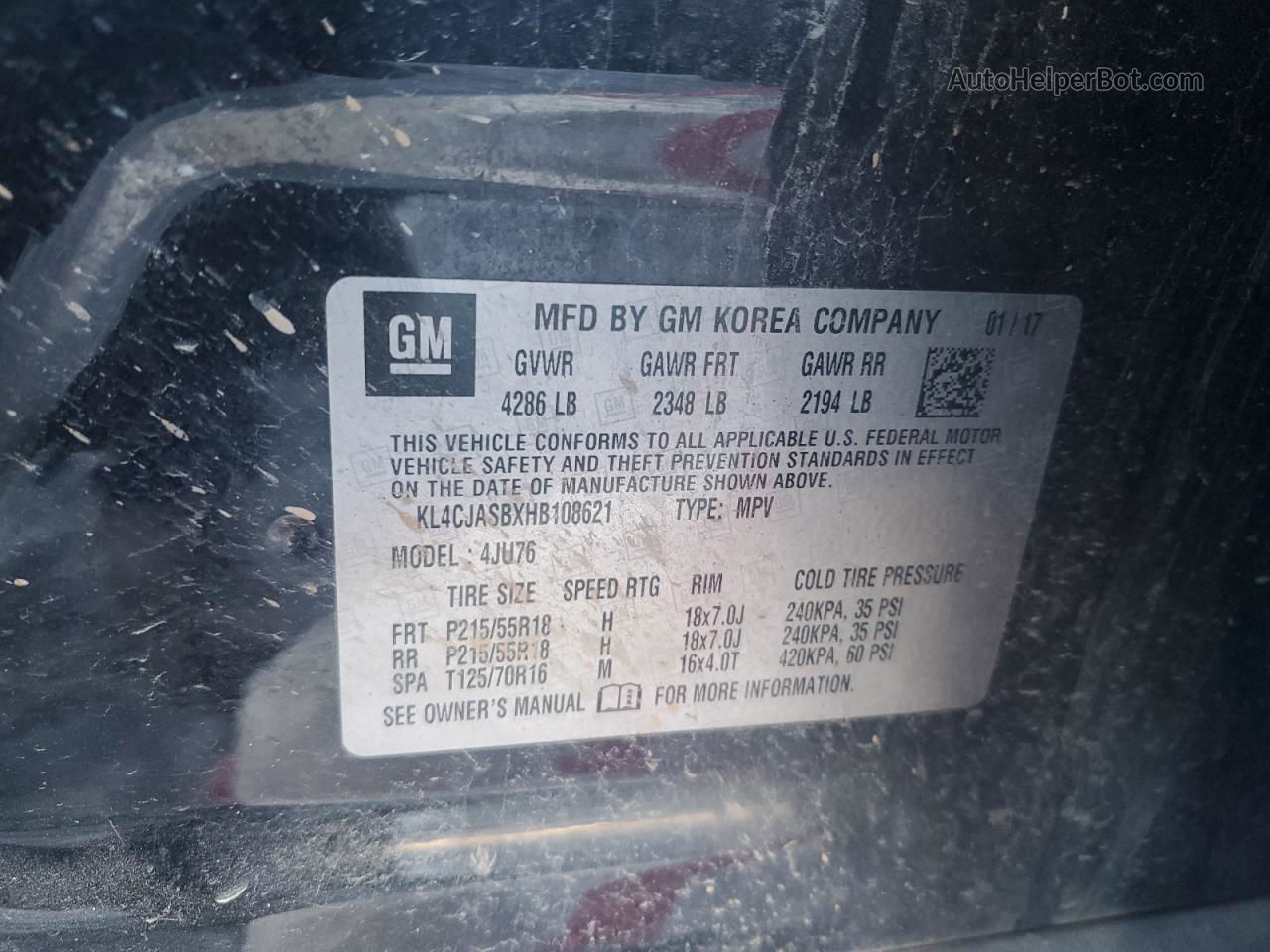2017 Buick Encore Preferred Черный vin: KL4CJASBXHB108621