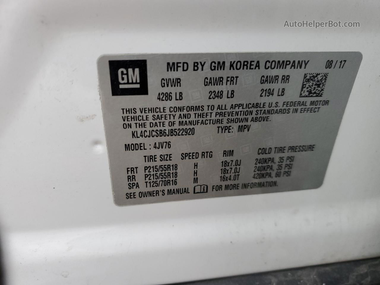 2018 Buick Encore Essence White vin: KL4CJCSB6JB522920