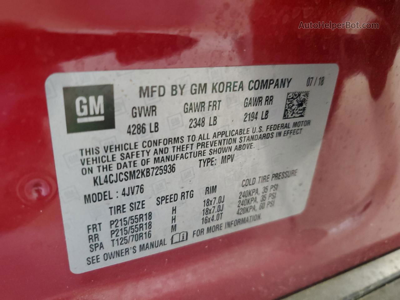 2019 Buick Encore Essence Red vin: KL4CJCSM2KB725936