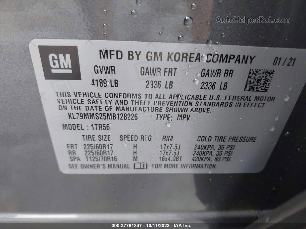 2021 Chevrolet Trailblazer Fwd Ls Gray vin: KL79MMS25MB128226