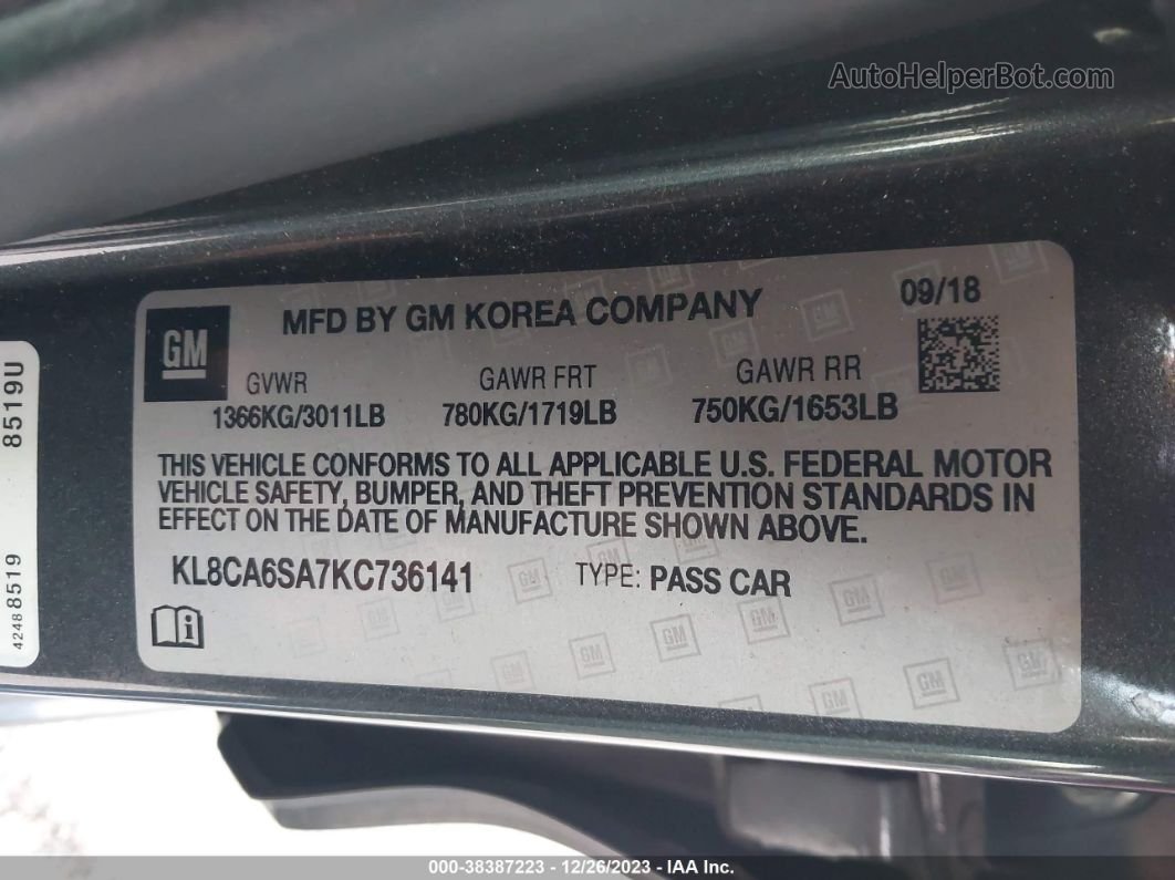 2019 Chevrolet Spark Ls Manual Gray vin: KL8CA6SA7KC736141