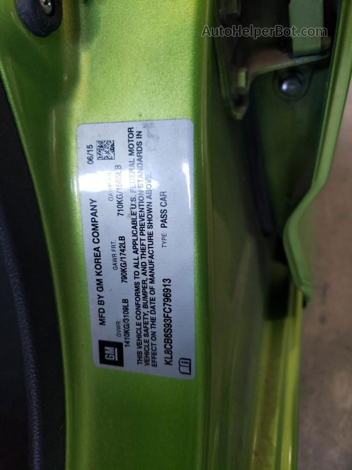 2015 Chevrolet Spark Ls Green vin: KL8CB6S93FC796913