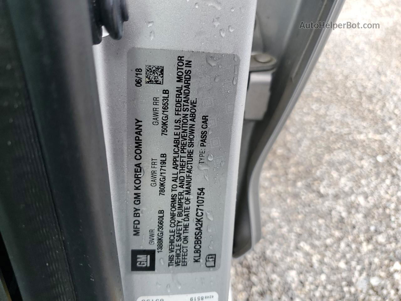 2019 Chevrolet Spark Ls Silver vin: KL8CB6SA2KC710754