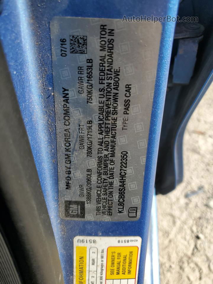 2017 Chevrolet Spark Ls Blue vin: KL8CB6SA4HC722350