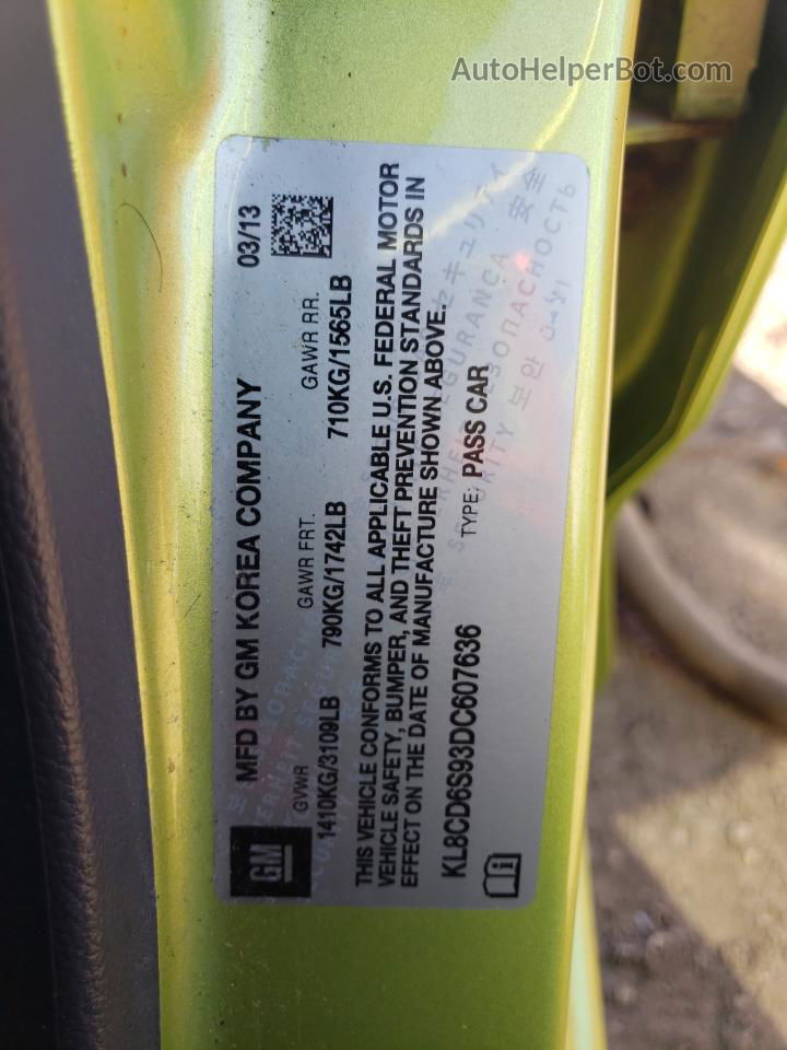 2013 Chevrolet Spark 1lt Green vin: KL8CD6S93DC607636