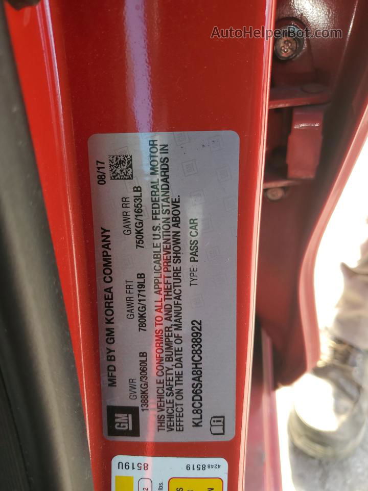 2017 Chevrolet Spark 1lt Красный vin: KL8CD6SA8HC838922