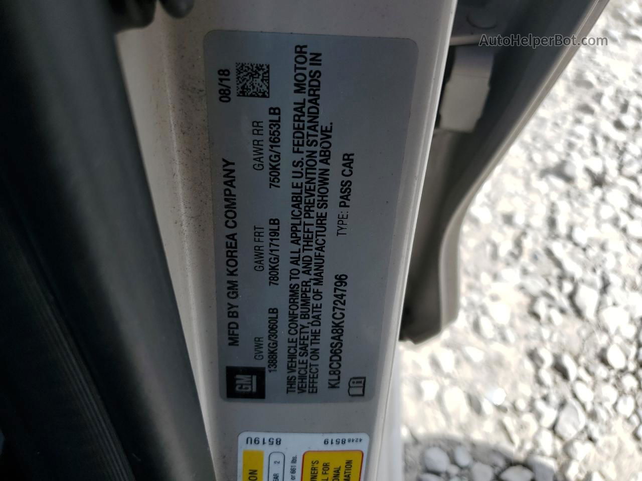 2019 Chevrolet Spark 1lt Tan vin: KL8CD6SA8KC724796