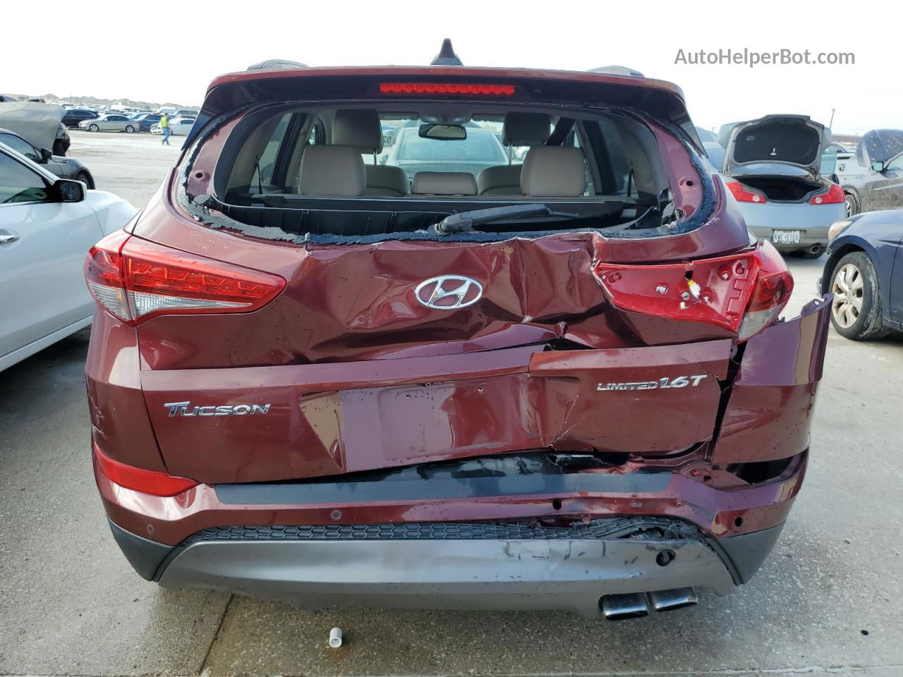 2016 Hyundai Tucson Limited Burgundy vin: KM8J33A21GU101883