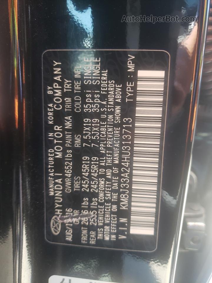 2017 Hyundai Tucson Limited Black vin: KM8J33A24HU313713