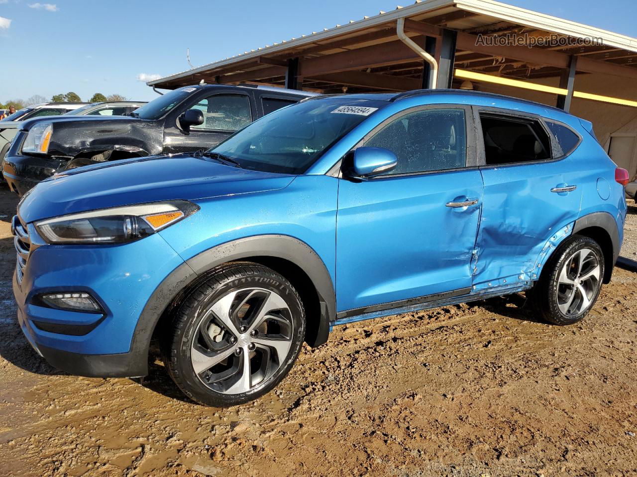 2017 Hyundai Tucson Limited Синий vin: KM8J33A24HU322704