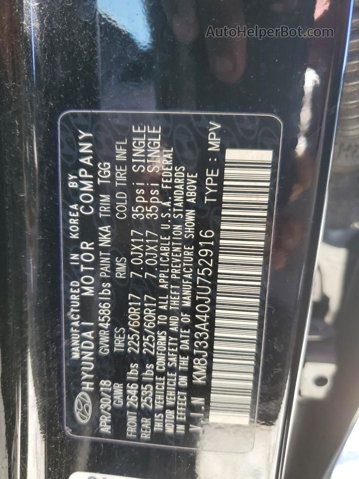 2018 Hyundai Tucson Sel Black vin: KM8J33A40JU752916
