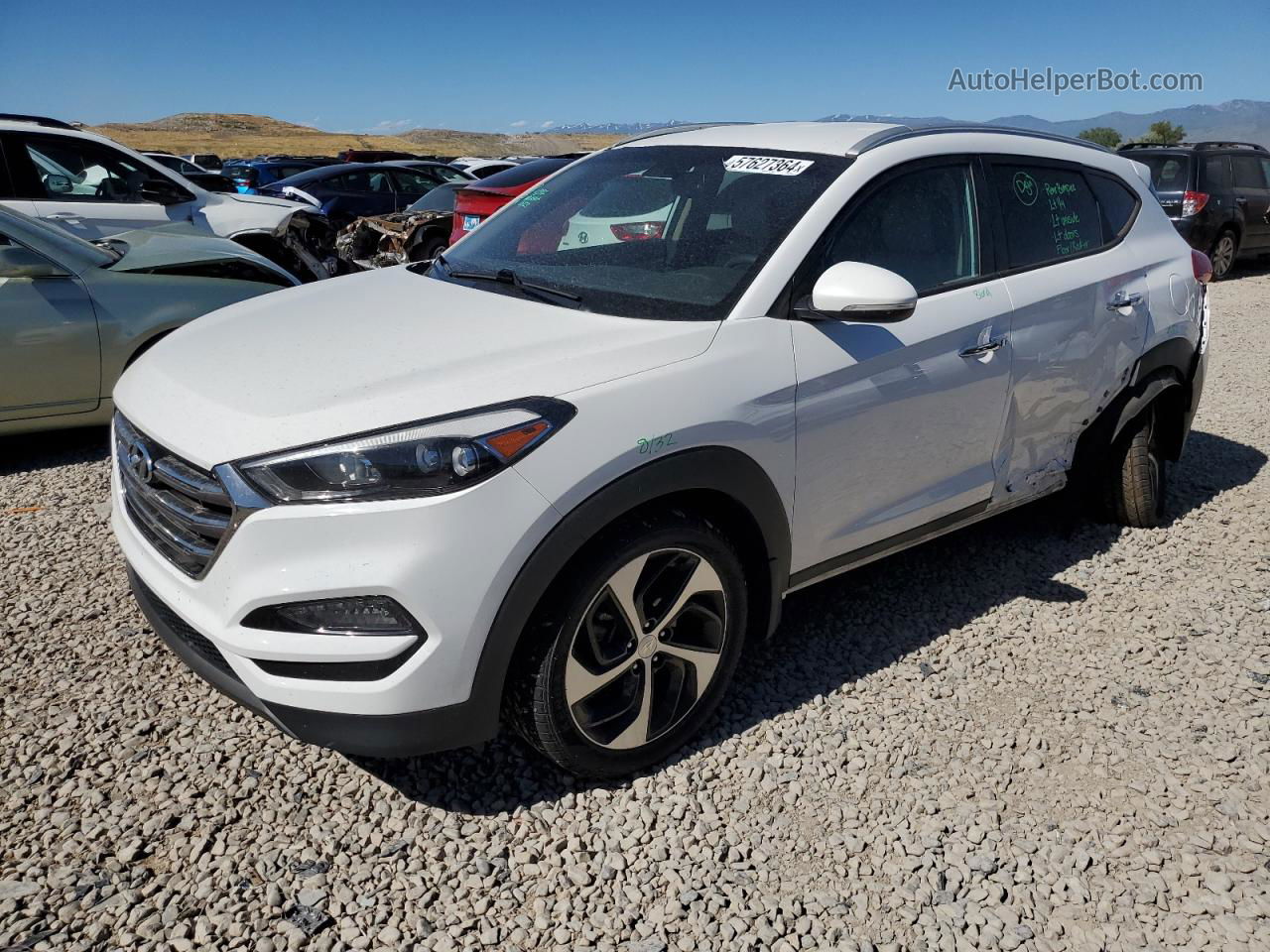 2016 Hyundai Tucson Limited White vin: KM8J3CA20GU077012