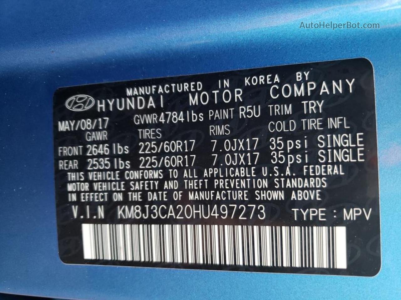 2017 Hyundai Tucson Limited Blue vin: KM8J3CA20HU497273