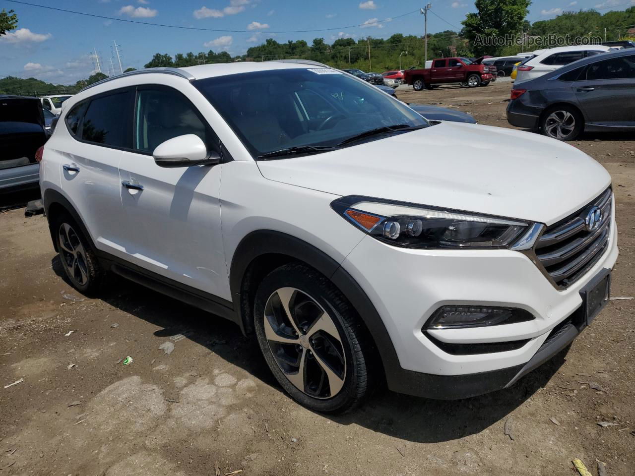 2016 Hyundai Tucson Limited White vin: KM8J3CA23GU055487