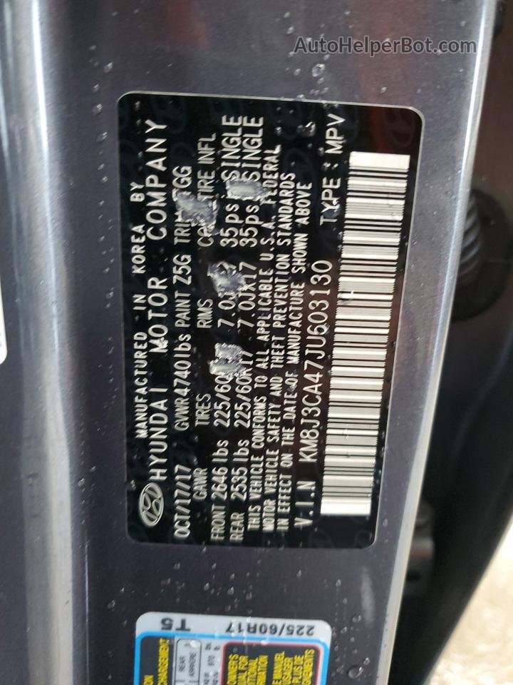 2018 Hyundai Tucson Sel Charcoal vin: KM8J3CA47JU603130