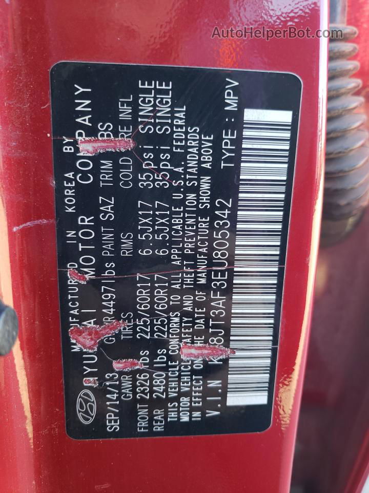 2014 Hyundai Tucson Gls Red vin: KM8JT3AF3EU805342