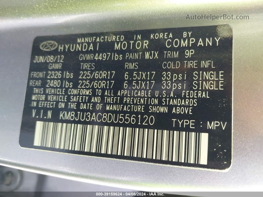 2013 Hyundai Tucson Gls Silver vin: KM8JU3AC8DU556120