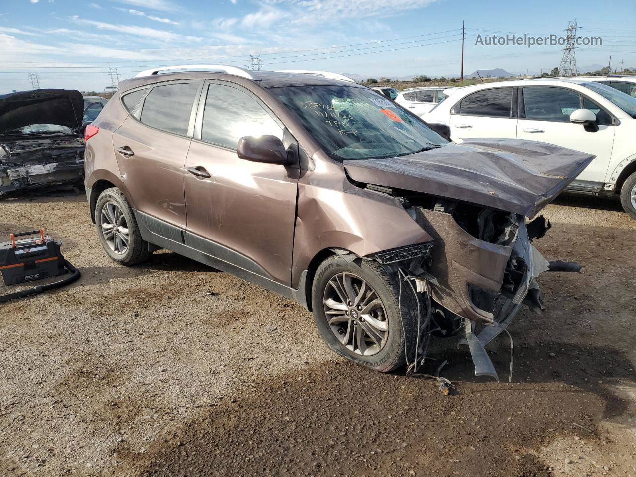 2014 Hyundai Tucson Gls Brown vin: KM8JU3AGXEU803299