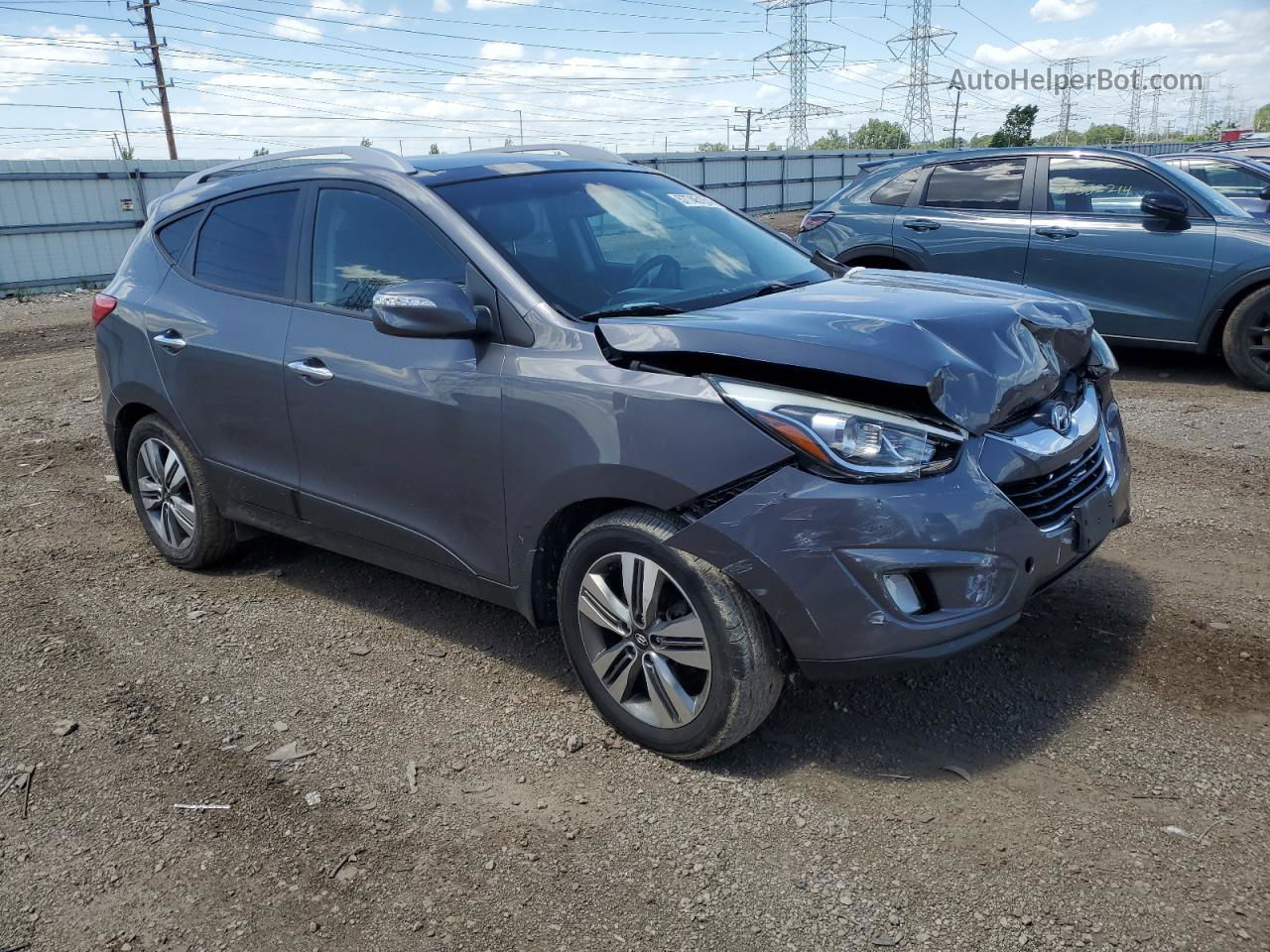 2014 Hyundai Tucson Gls Gray vin: KM8JUCAG5EU850093